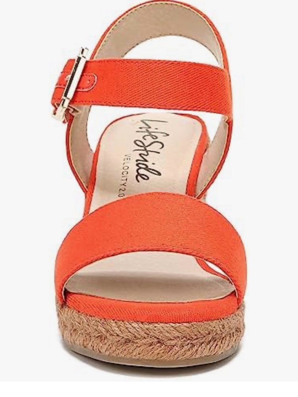 NWT Life Stride Orange Espadrille Wedge Sandal with Ankle Strap Size 8W - Picture 3 of 5